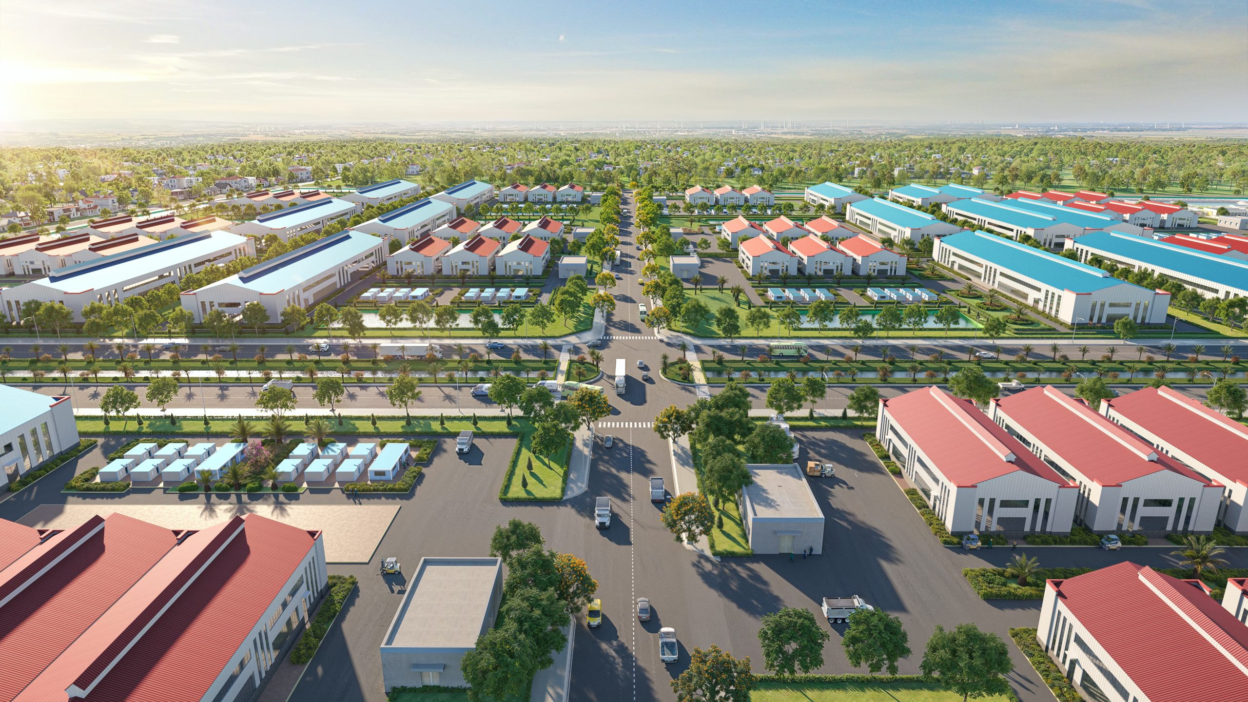 Phối cảnh trục đường giao thông nội bộ Cụm công nghiệp Giao Yến 1
